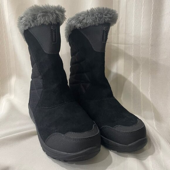 COLUMBIA BOOTS 200 GRAMS WINTER SNOW 
WARM COZY Sz 7 FAUX FUR/ LEATHER GOTHCORE - Picture 11 of 13